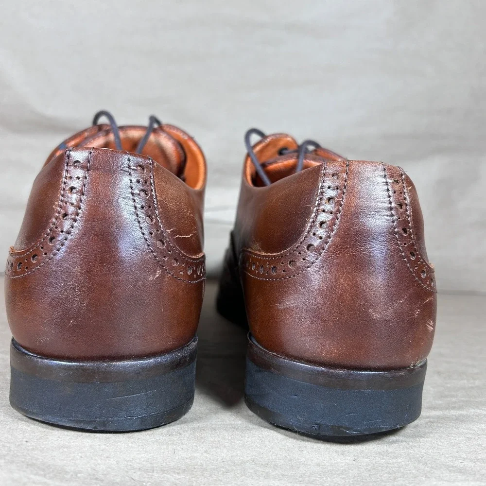 Wolf & Shepherd Men's Senna Oxford Size 12 Wingtip Broque Maple Honey Dress Shoe